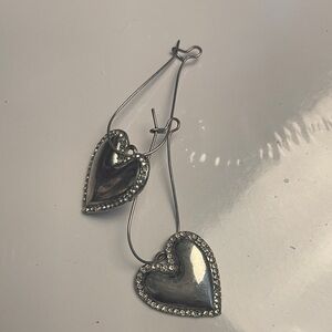 Elegant Silver-tone Heart Earrings on fish hooks